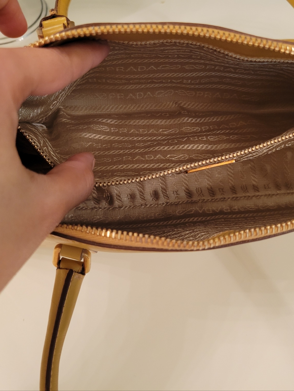 Prada Mustard Yellow Leather Handbag - Picture 10 of 16